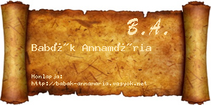 Babák Annamária névjegykártya